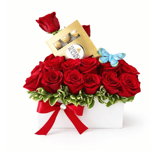 Caja Romántica con Rosas y Chocolates