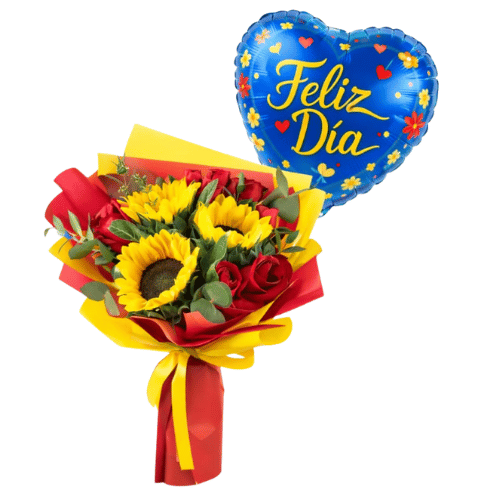 Bouquet Amor y Alegría con Globo