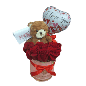 Box de Rosas con Peluche y Globo