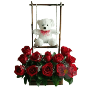 Caja de Rosas con Peluche