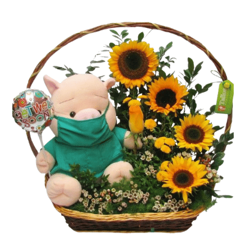 Canasta de Girasoles con Peluche