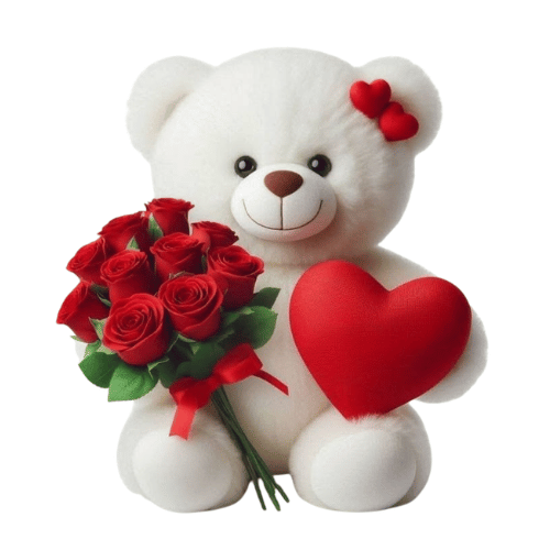 7 rosas a granel más peluche de 25 CM