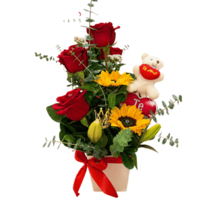 Arreglo Mix Floral con Peluche