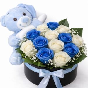 Caja Floral Rosas con Peluche