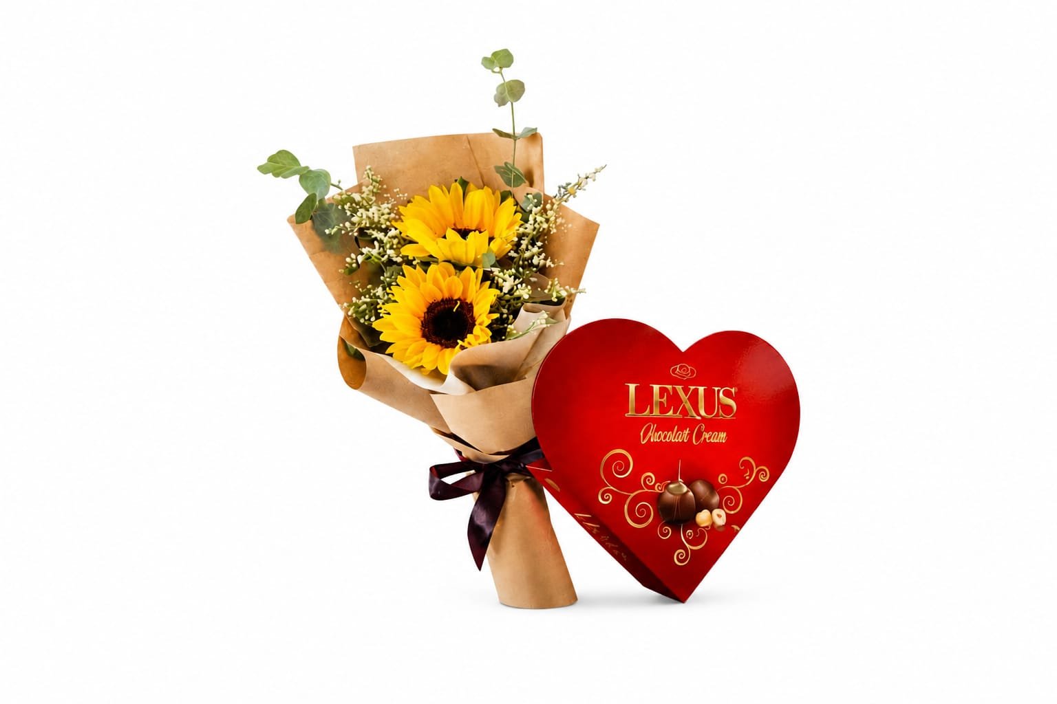 RAMO DE 2 GIRASOLES CON CHOCOLATE
