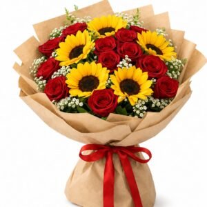 RAMO DE ROSAS CON GIRASOLES