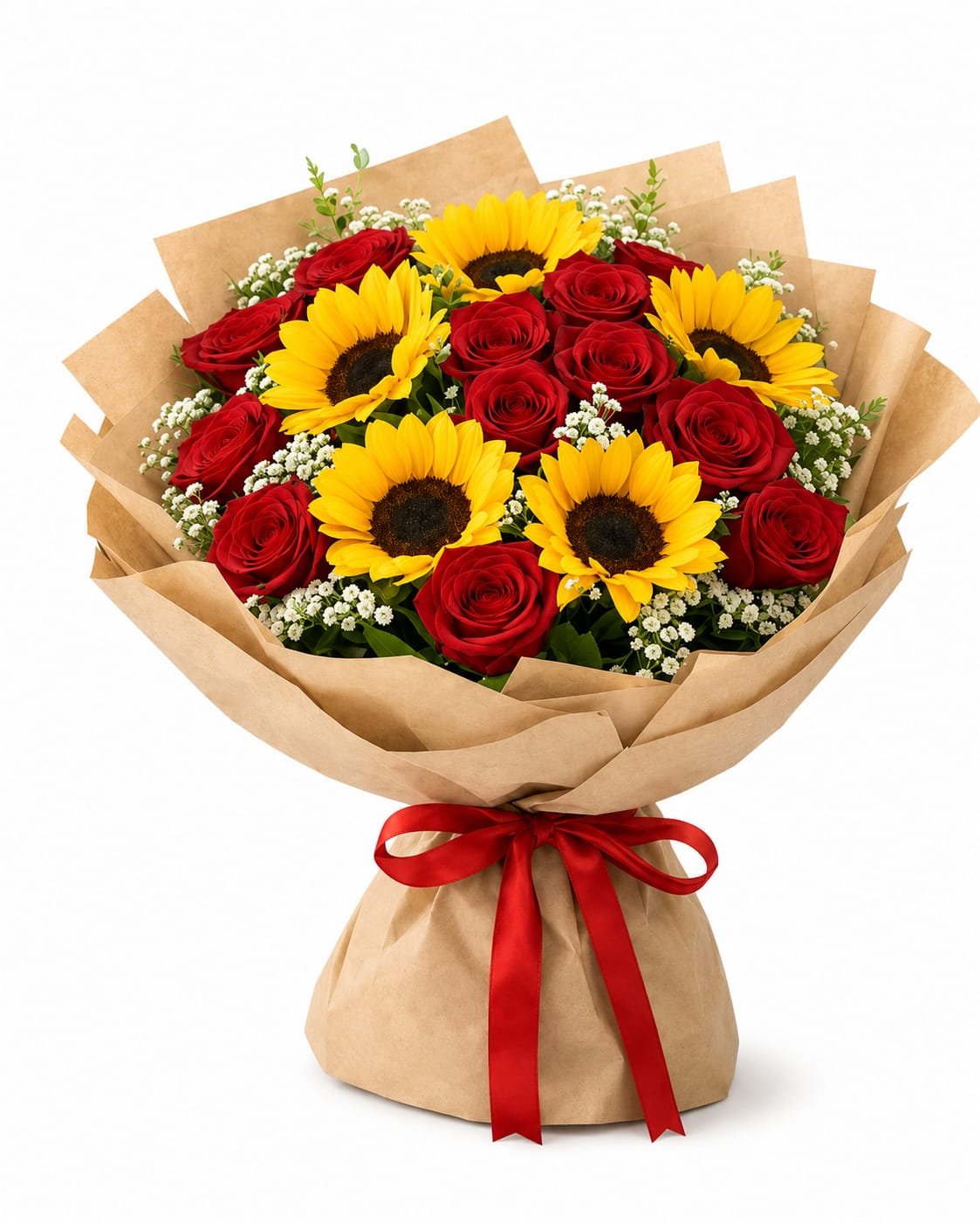 RAMO DE ROSAS CON GIRASOLES