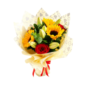 Ramo de Girasoles, Rosas Rojas y Lirios