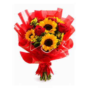 Ramo de Rosas Rojas y Girasoles