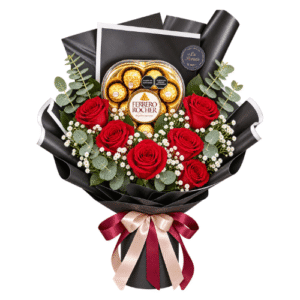 Ramo de rosas con chocolate