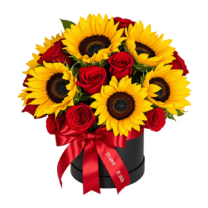 Box mediano girasol con rosas