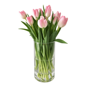 Florero de tulipanes rosados