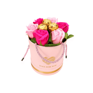 Box con Rosas Rosadas y Chocolates